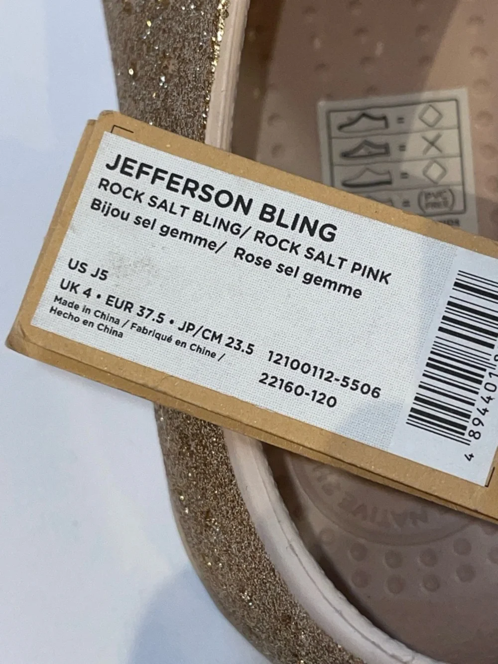 Native Jefferson Bling. Size 5. Rock Salt Pink